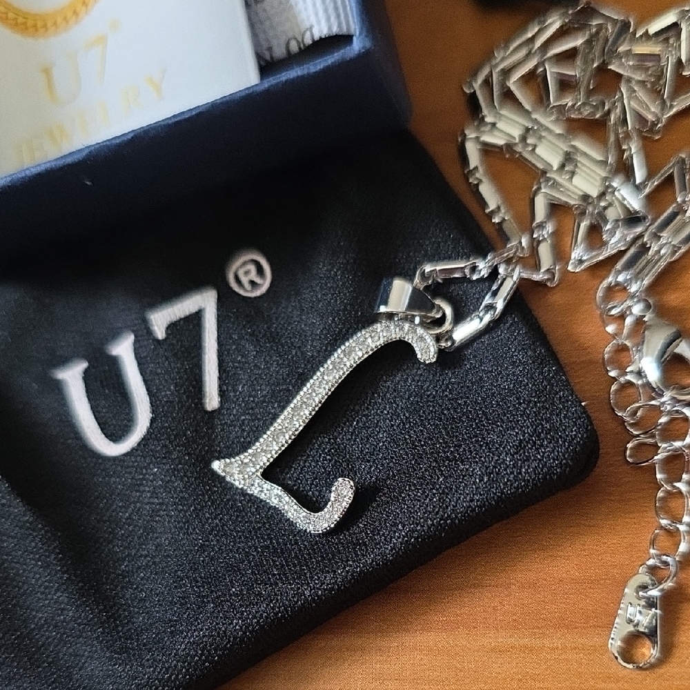 NWB " L " Initial Necklace with Stones